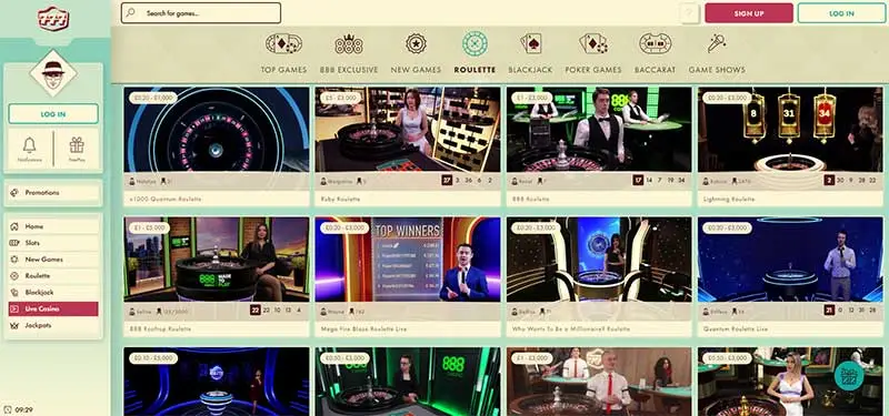 777Casino Live casino games