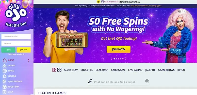 Play OjO Casino Home Page